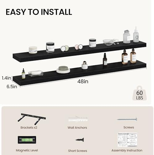 Vivelove 48 Inch Floating Shelves Wall Mounted - Image 3