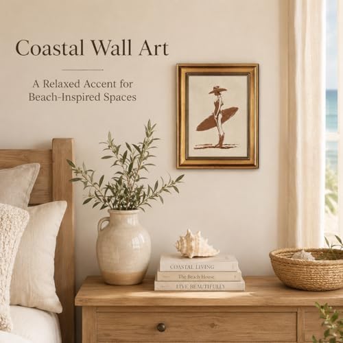 Gold Framed Wall Art, Coastal Cowgirl Surfer Girl Canvas Prints – Vintage - Image 2