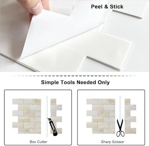 BeNice Marble Peel Stick Backsplash Tile Kitchen Blue Yellow Rust 10pcs - Image 5