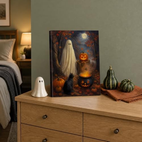 Halloween Enchanted Pumpkin Wall Decor, Ghost Black Cat Art Print Poster - Image 6