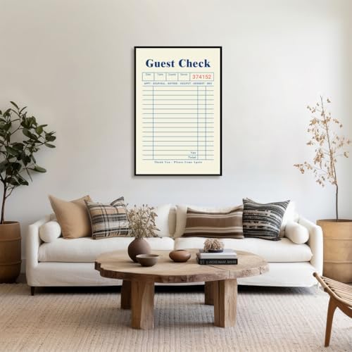 Blue Blank Guest Check Posters Trendy Retro Wall Art fun Diner Art Canvas Print - Image 3