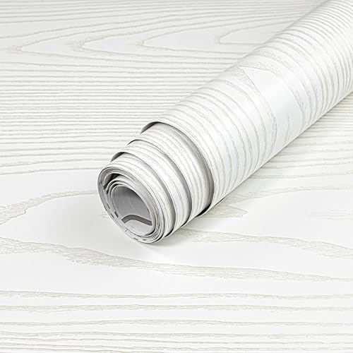 Yun-aeon Light White and Silver Wood Contact Paper 17.3"x80" Rustic Wooden Peel by YUN-aeonPeelandStickWall