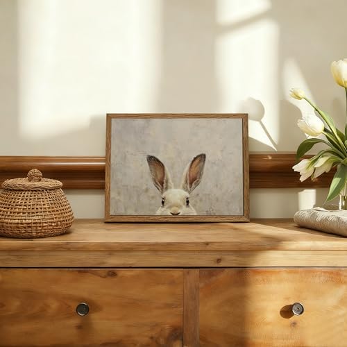 AVECCO Vintage Easter Rabbit Portrait Wall Art Canvas Framed 8x10 inch - Image 3