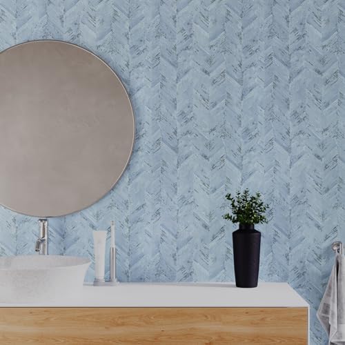 VaryPaper 15.7''x78.7'' Light Blue Grasscloth Peel and Stick Wallpaper - Image 2
