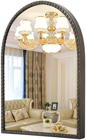 Arched Mirror for Wall, Retro Metal Beaded Frame Decorative Mirror for Vanity - Image 2