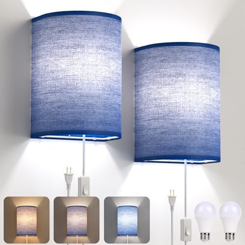 Yunaking Plug in Wall Sconces Set of Two Wall Lights by Yunaking