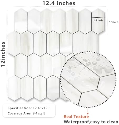 Vamos Tile Long Hexagon Peel and Stick Backsplash Tile - Image 6