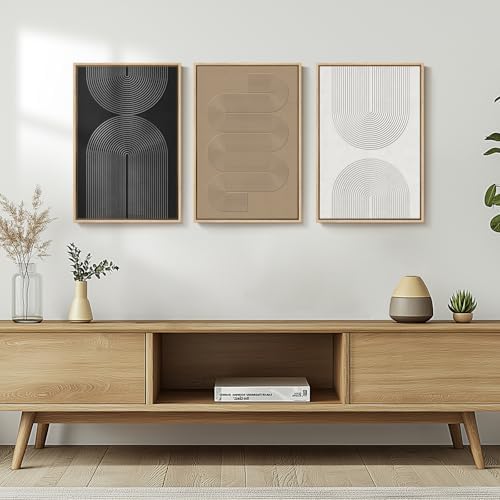 Framed Black and White Neutral Abstract Wall Art set, 3 Piece Cnavas Prints - Image 4