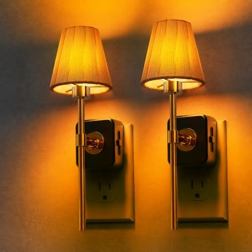 L LOHAS LED Night Lights Plug into Wall, Pleated Fabric Cover Night Light by LLOHASLED