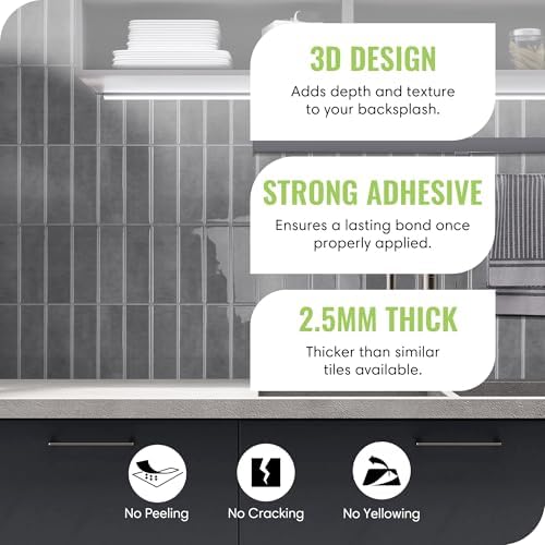 Select 5 Pack Peel and Stick Backsplash Square Tiles, 12x12 in - Image 2