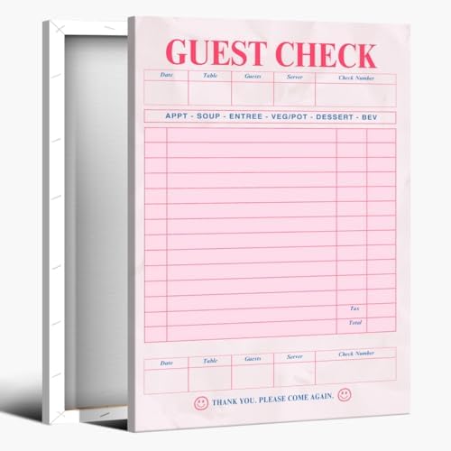 Pink Blank Guest Check Poster Trendy Retro Art Print Vintage Style Wall Art by Unknown