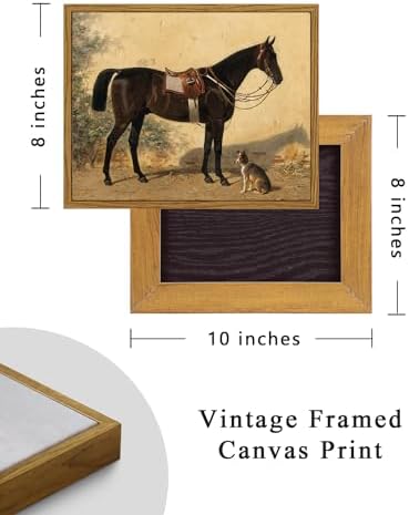 ARPEOTCY Framed Canvas Horse Wall Art, Horse and Dog Art Print - Image 5