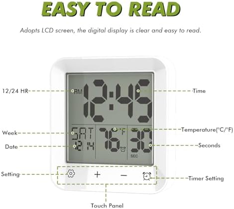 Digital Shower Clock Waterproof, Bathroom Wall Clock Timer - Image 4