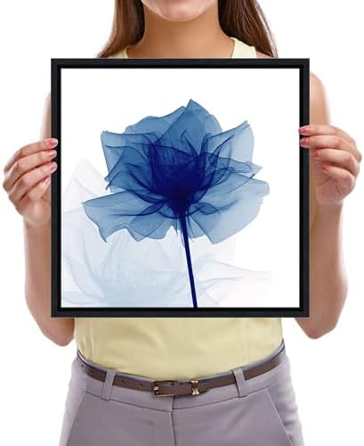 Pyradecor Black Framed Transparent Blue X-Ray Rose Canvas Wall Art, Minimalist - Image 6