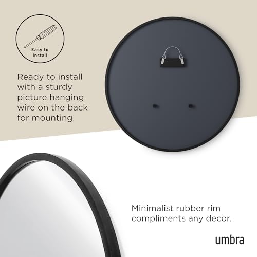 Umbra Hub Round Wall Mirror, Rubber Frame Bathroom Mirror - Image 5