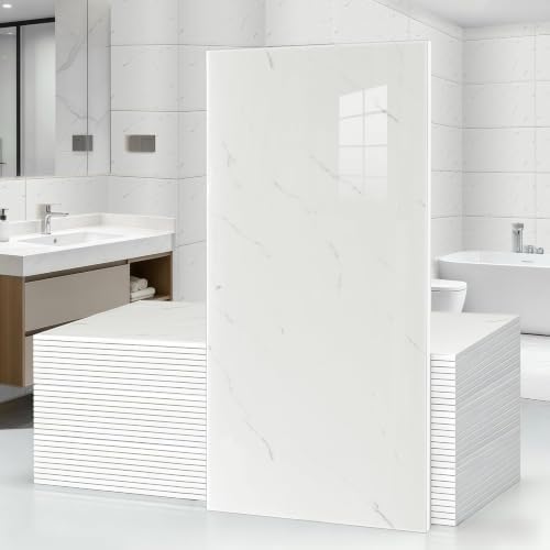 20Pcs Off White Marble Wall Panels 23.6"X11.8" PVC Waterproof Tiles Peel and by GRITHOME