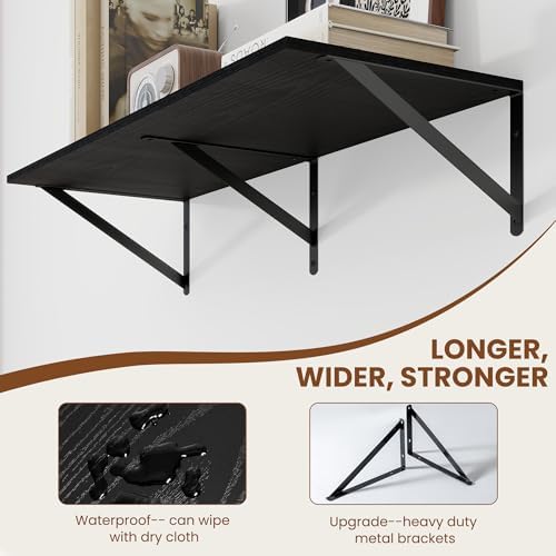 Heimlove 32W x 12D Deep Floating Shelves Set of 2 Black - Image 4