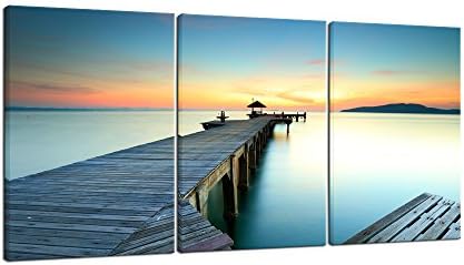 Wieco Art Bridges over the Sea Large Canvas Prints Wall Art Seascape Pictures by WiecoArt