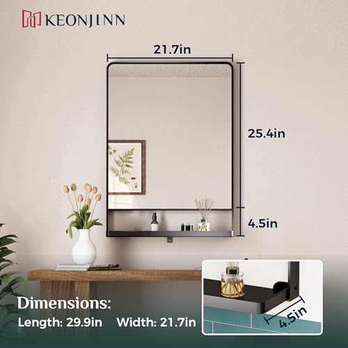 Keonjinn 22 x 30 Inch Black Bathroom Mirror - Image 4