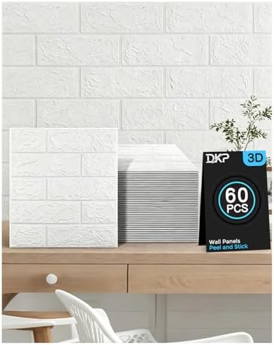 60Pcs White 3D Foam Wall Panels, Wallpaper Squares Self-Adhesive Waterproof by Unknown