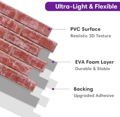 3D Faux Brick Wall Panels Peel and Stick, Designed - Image 5