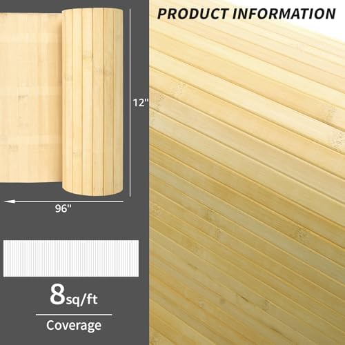 Art3d 12 x 96 in Pole Wrap Natural Bamboo Wall Panel - Image 5