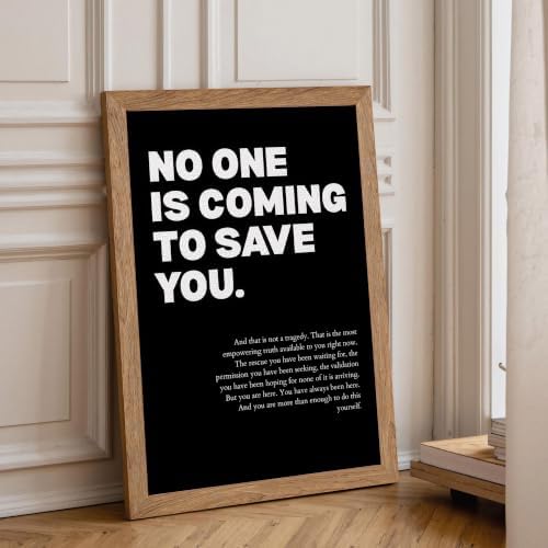Golden Framed No One Is Coming To Save You Motivational Canvas Wall Art - Image 6