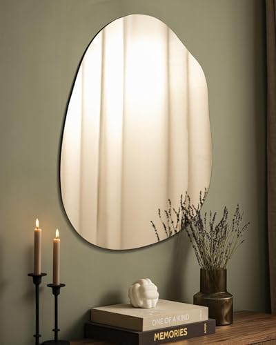 Irregular Frameless Bathroom Mirror, 22 x 30 Inch Asymmetrical Wall Mirror - Image 4