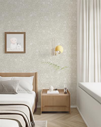 Guvana Beige and Cream White Peel and Stick Wallpaper Floral Wallpaper Slef - Image 3