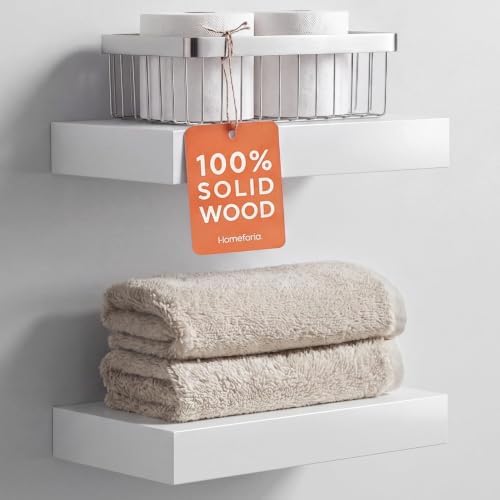 Homeforia 12 Inch Floating Shelves, High-End Solid Pine Wood by Homeforia
