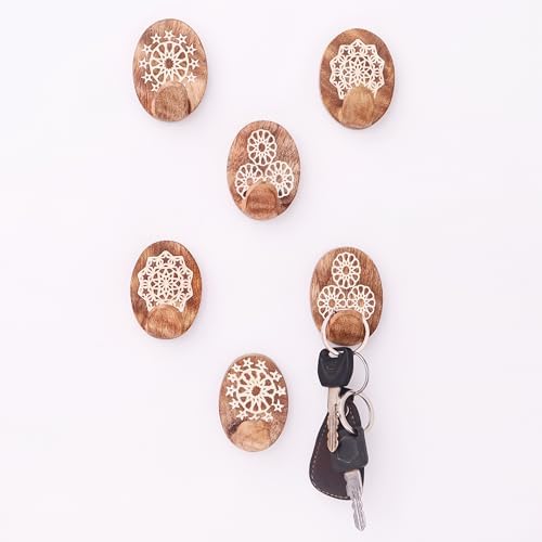 Indian Shelf 24 Piece Wooden Adhesive Wall Hooks by IndianShelf
