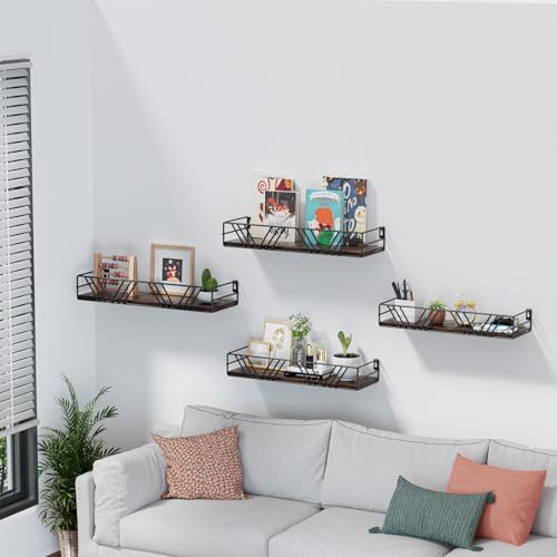 Amaoot Floating Shelves for Wall Set of 4, Wall Shelf Wood Floating Shelf by Amoot