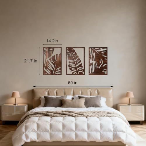 Motivilla Wood Wall Art Set of 3, Dark Leaf Decor - Image 5