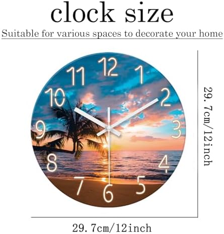 XFM Beach Wall Clocks Battery Operated 12 Inch Sunset Nautical - Image 6