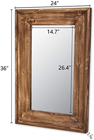 36 X 24 inch Wall Mount Wood Frame Bathroom Vanity Mirror Rustic - Image 4