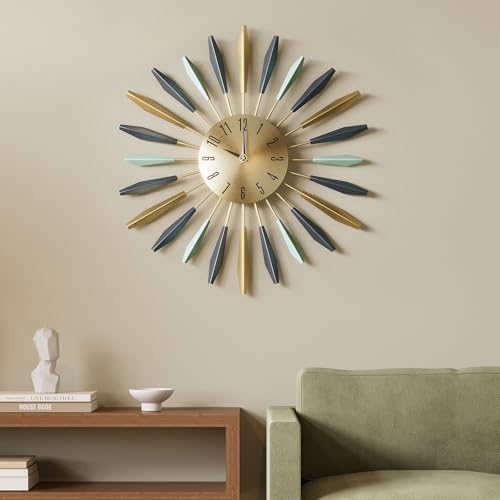Cuspin Large Wall Clock Mid Century Modern Colorful Starburst Clock 28Inch - Image 3