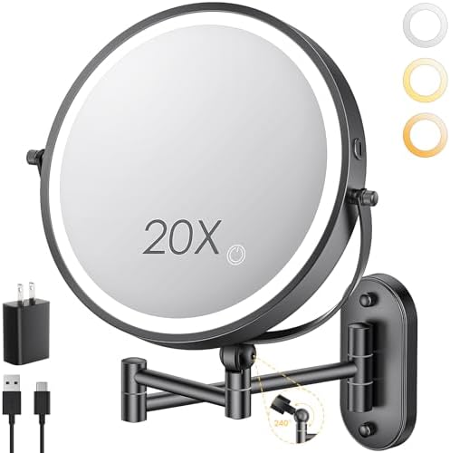 ZLOKLA 9" Wall Mounted Lighted Makeup Mirror, 4000mAh Rechargeable Double Sided by ZLOKLA