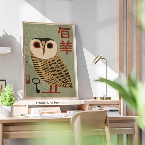 Japanese Animal Poster Prints Vintage Owl Canvas Wall Art Minimalist Bird - Image 5