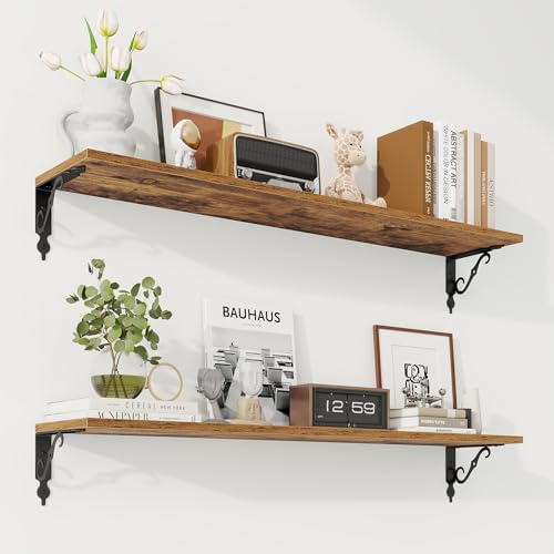 RICHFOCUS Floating Shelves for Wall Decor, 39.4W x 8D Shelves Set of 2 by RICHFOCUS