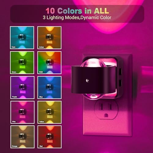 JandCase Night Lights Plug into Wall, 10-Colored Changing Night Light - Image 2