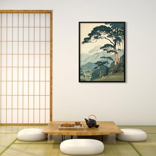 Nature Mountain Landscape Wall Art Vintage Japanese Forest Canvas Poster 12x16 - Image 5