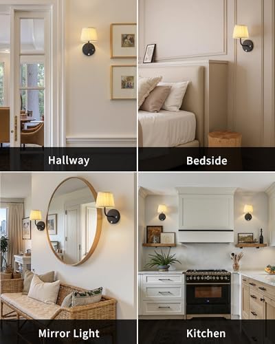 PUSU Motion Sensor Black H9.6 inch Wall Sconces Set of 2, Small Wall Lamps - Image 6
