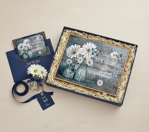 ZLXARTLA Wood Framed Daisy Wall Art Butterfly Wall Decor Inspirational Print - Image 7