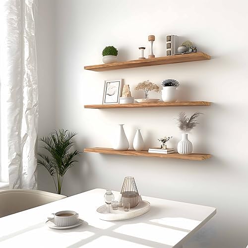 48 Inch Light Wood Floating Shelves - Image 4
