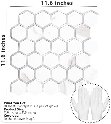 STICKGOO Hexagon Peel and Stick Backsplash Tile, Stick on Backsplash - Image 2
