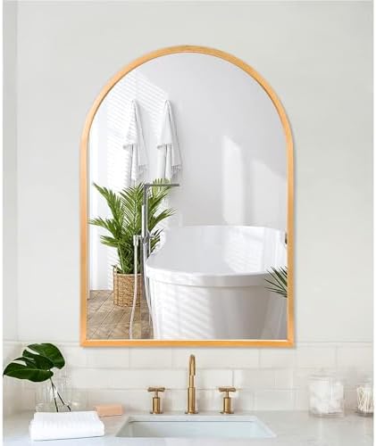 Arched Gold Framed Wall Mirror, - Image 2
