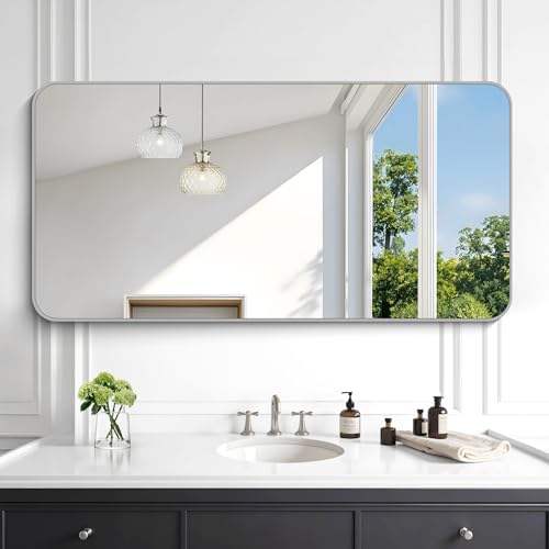 KOCUUY Silver Bathroom Mirror, 24x48 Inch Bathroom Mirror - Image 2