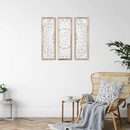 Carved Floral Wall Decor Panels Set of 3 - Image 6