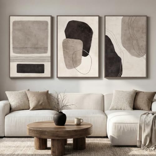 Large Framed Black and White Abstract Wall Art by Cuspin
