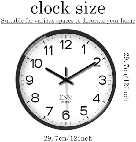 XNM Minimalist Wall Clocks Battery Operated 12 Inch - Image 3